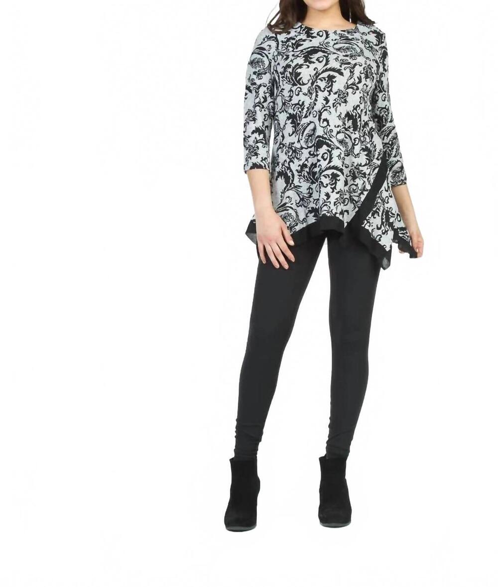 NEW PAPILLON filigree angle hem sweater in grey